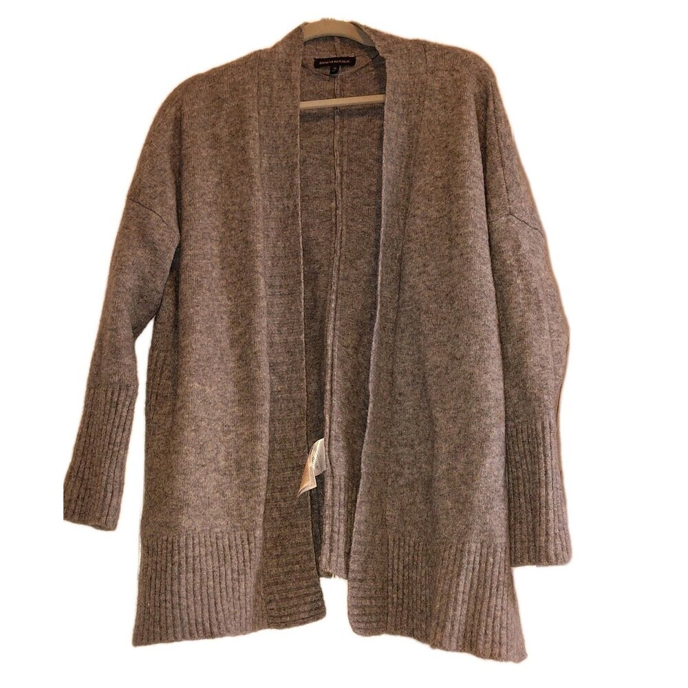 Banana Republic Merino Wool Blend High Slit Poncho Cardigan Gray Medium Fall